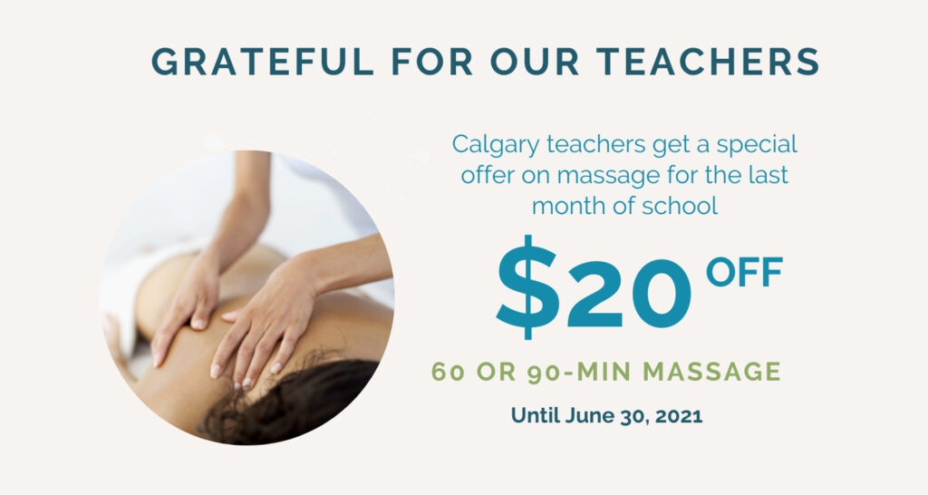 Calgary teachers save $20 on 60 or 90 minute massage