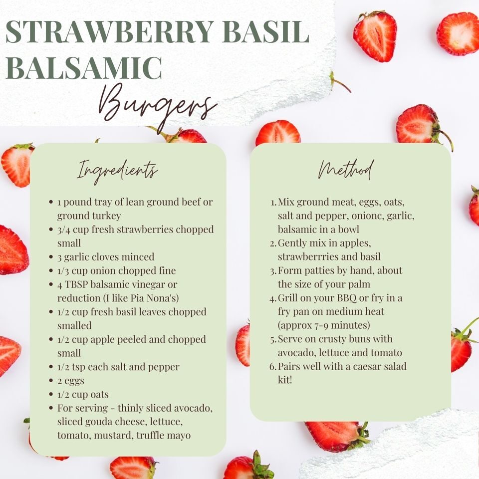 Strawberry Basil Balsamic Burger quick sheet